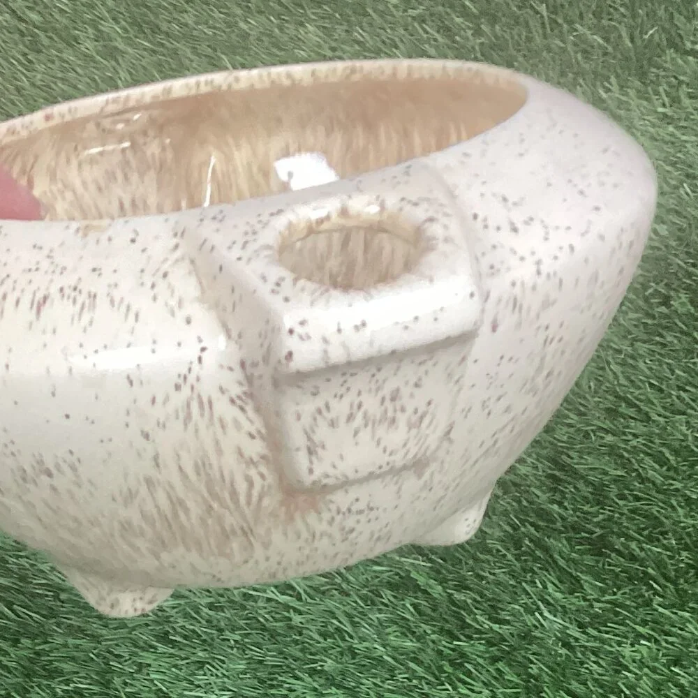 Vintage Ceramic Vase Cream Specks Planter